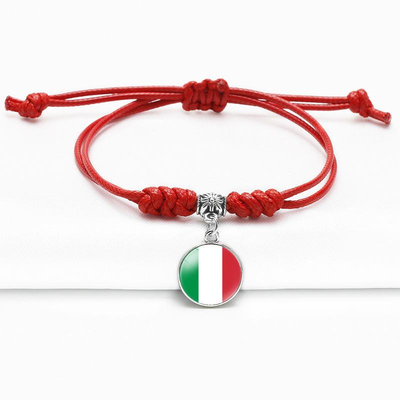 Red Bracelet Trendy With Timeless Gem European Country Flags Unisex Material Mixed