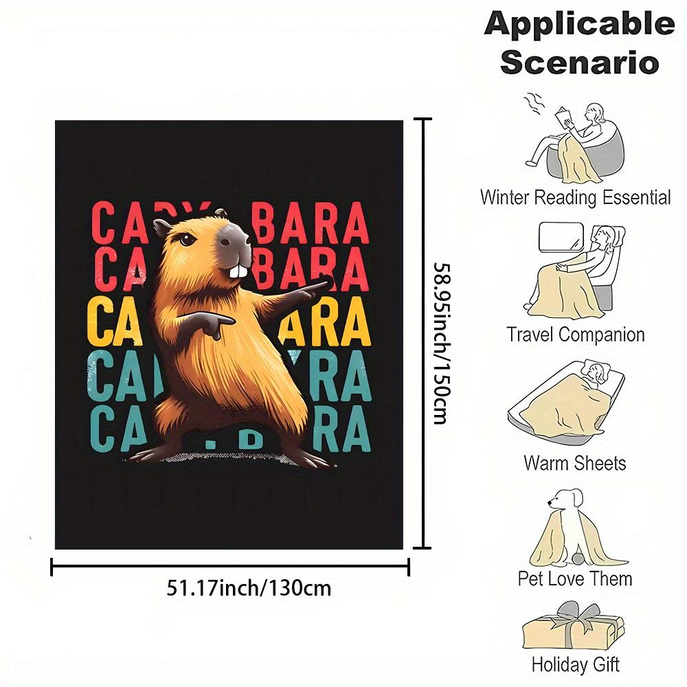 Capybara Print Flannel Throw Blanket - Reversible All-Season Soft Polyester for Office, Home, and Gift Giving