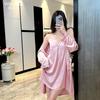 [Carefully Selected] Lace camisole nightdress, summer with bra pad, sexy ice silk nightgown, pure and alluring style slip dress coat set