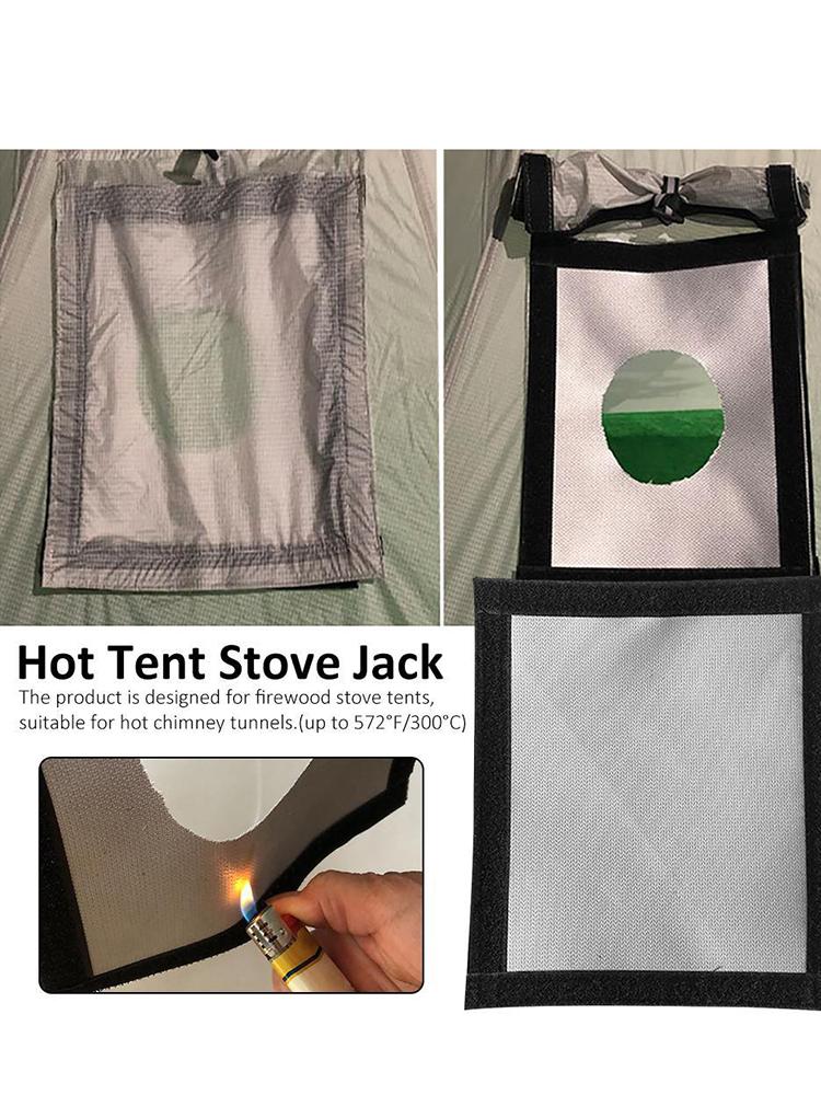 DIY Hot Tent Stove Jack Flame-Retardant Stove Jack Kit Tent Chimney Furnace Pipe Window Fireproof Pad for Firewood Stove Tents