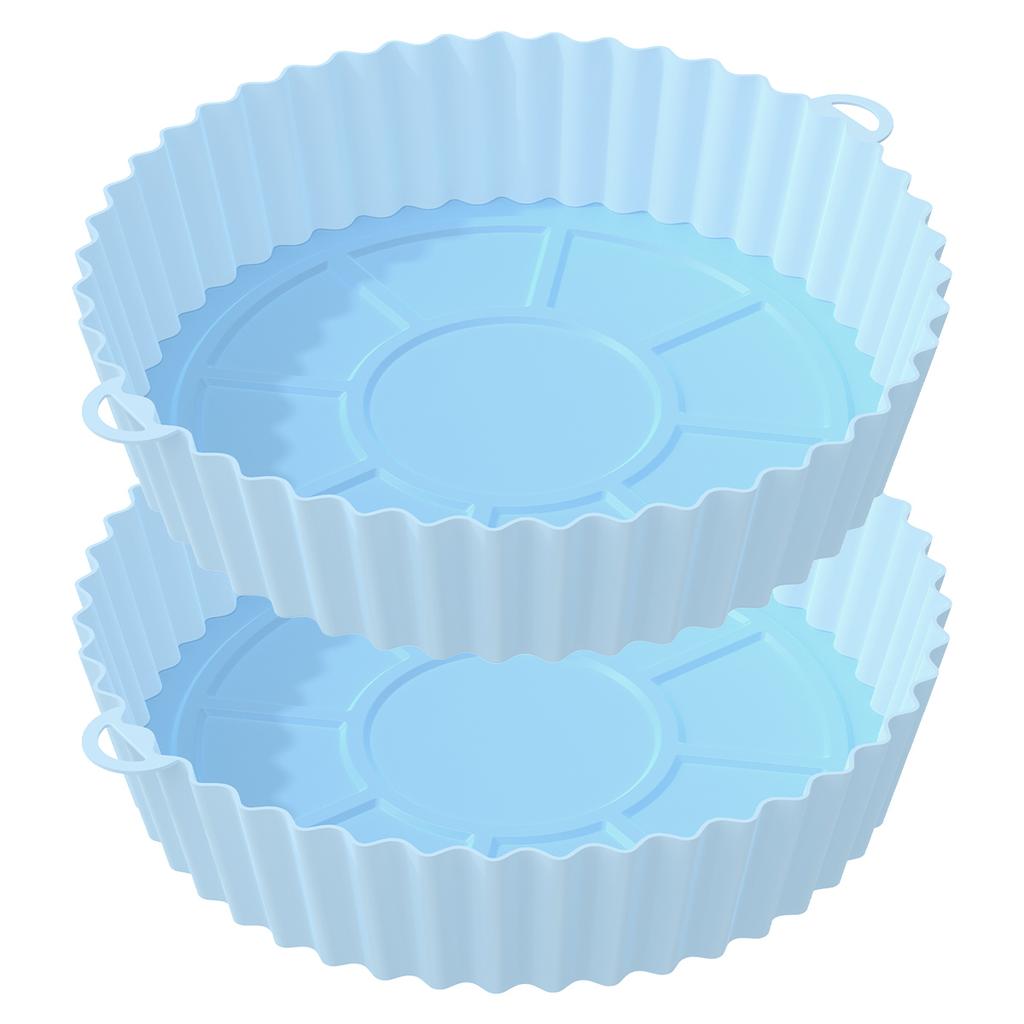 2Pack Silicone Air Fryers Oven Baking Tray Pizza Fried Chicken Airfryer Silicone Basket Reusable Airfryer Pan Liner Accessories