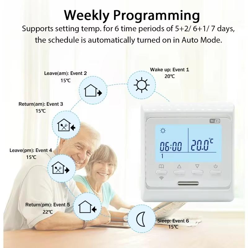 M6 Tuya WiFi Smart Thermostat for Electric Floor Heating Water/Gas Boiler Temperature Remote Controller with Google Home & Alexa