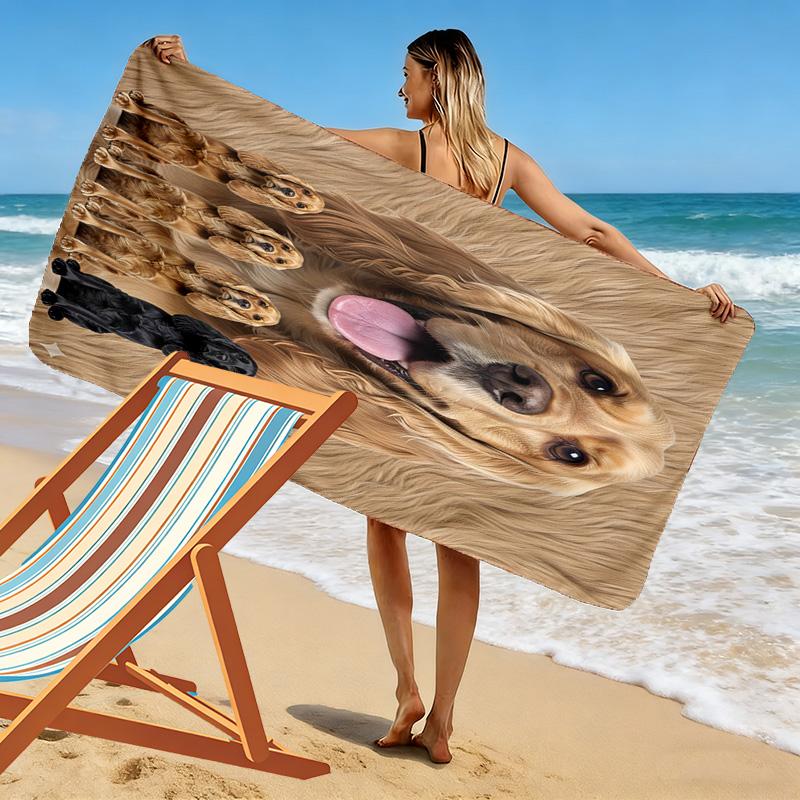 Serviette de plage imprimée Cocker Américain, Grande Serviette Douce à Séchage Rapide pour Plage, Camping, Natation