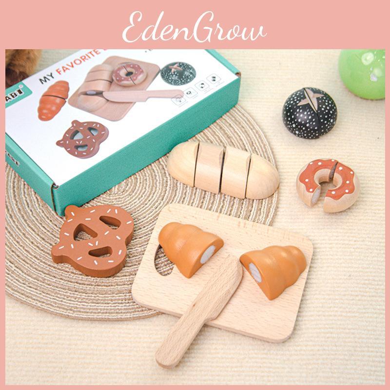 Wooden Simulation Funny Velcro Bread Cutting Game Children Toy Set For Kid Gift