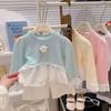 Girls' Stylish Lace Patchwork Top & Yamamoto Pants Set - Spring/Autumn 2025 Trend