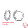 Effie Queen 925 Sterling Silver CZ Zircon Hoop Earrings Dainty 13mm Circle Round Small Huggie Cartilage Piercing Jewelry APE55