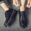 100% Genuine Leather Shoes Fashion Brogues Flat Thick Sole Male Footwear Pure Black Casual Mens Shoes