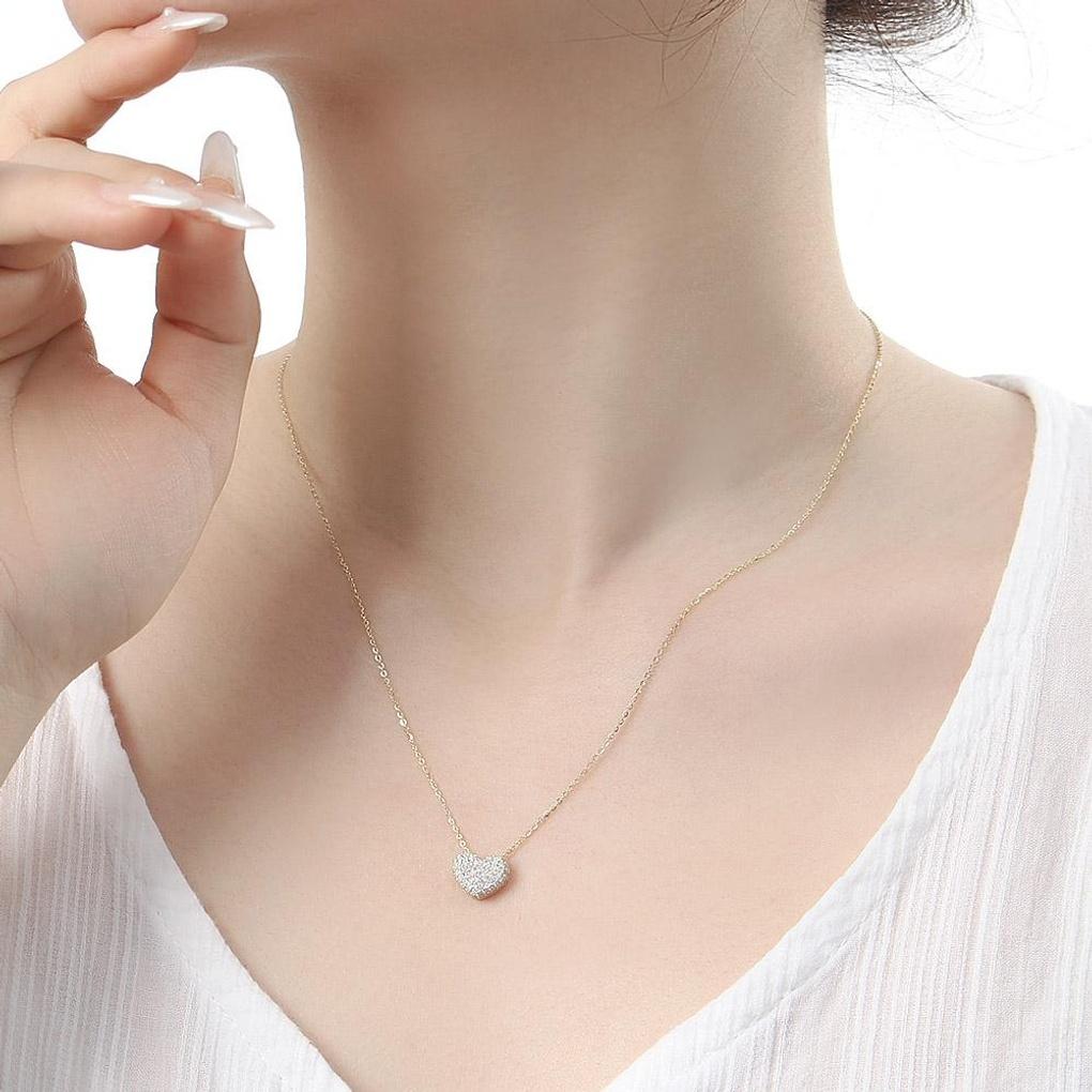 925 Silver Gold-Plated Aurora Heart Women's Necklace