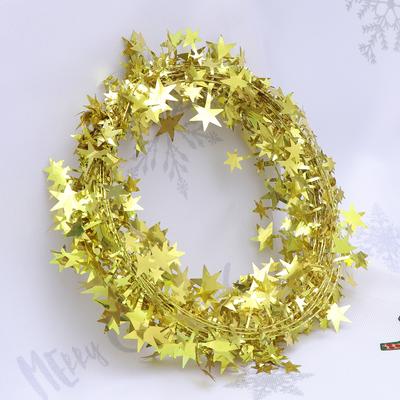 5pcs Christmas Rattan Decor Decorative Star Garland for Christmas Tree Home (Golden) Xmas Tree Pendant