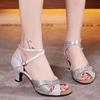 Ladies Latin Dance Shoes Female Adult Mid-heel Dance Shoes Women's Square Dance Ballroom Dance Soft-soled Sandals