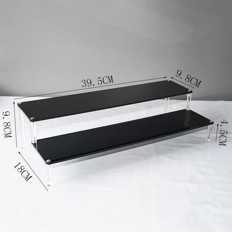 Black Acrylic Multi-Layer Display Stand for Model Figures, Bracelets, and Jewelry Storage.
