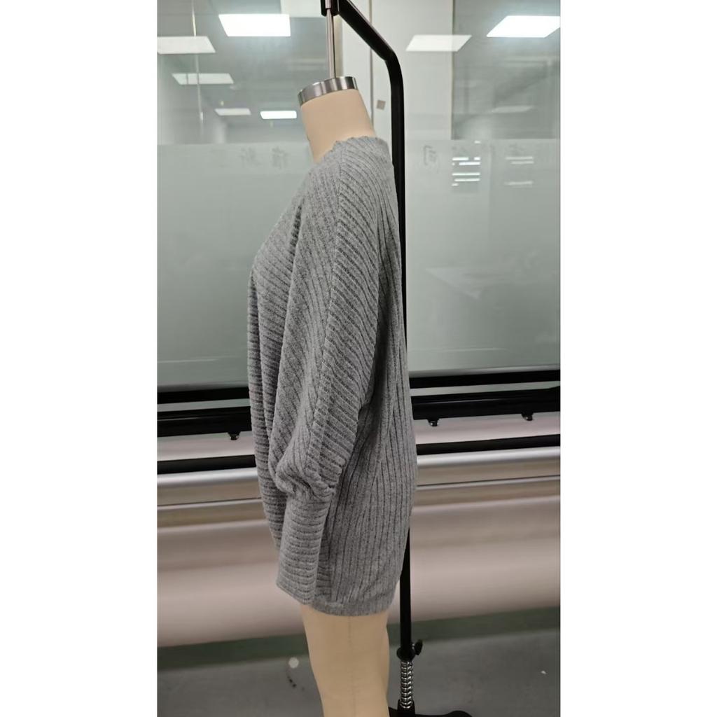 Women's Solid V-neck Loose Knit Cardigan, Autumn Winter Long Sleeve Casual Sweater Coat For European American