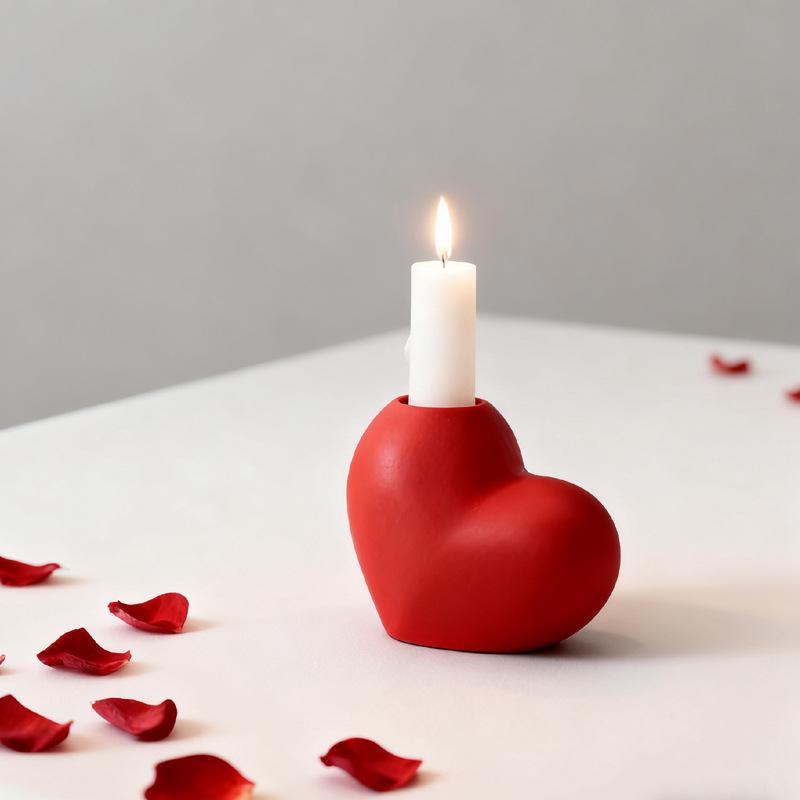 Rote Herz Keramik Kerzenständer, Romantische Ornamente für Hochzeit & Valentinstag, Tischdekoration & Geschenk für Freundin