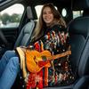 Guitar Christmas Truck Flannel Blanket Holiday Music Theme Red Car Acoustic Guitar Snow Trees Decorative Soft Fleece Throw Music