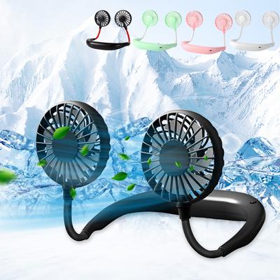 USB Rechargeable Mini Sports 3-Speed Adjustable Neck Dual Fan Home OfficeOutdoor Travel Portable Hanging Neck Fan