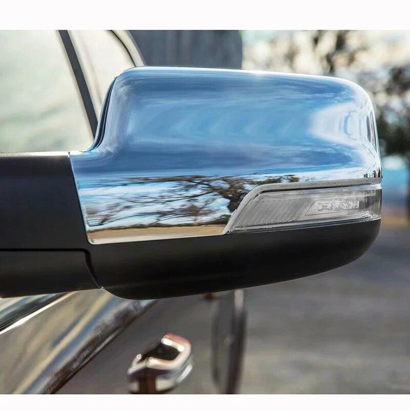 2pcs Chrome Cover Auto Rearview Mirror Cap Covers with Turning Light Style For    Dodge Ram 1500