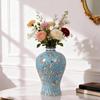 Hand-Painted Retro Blue and White Ceramic Vase - New Chinese Style, American Accent Decor for Entrance Hall