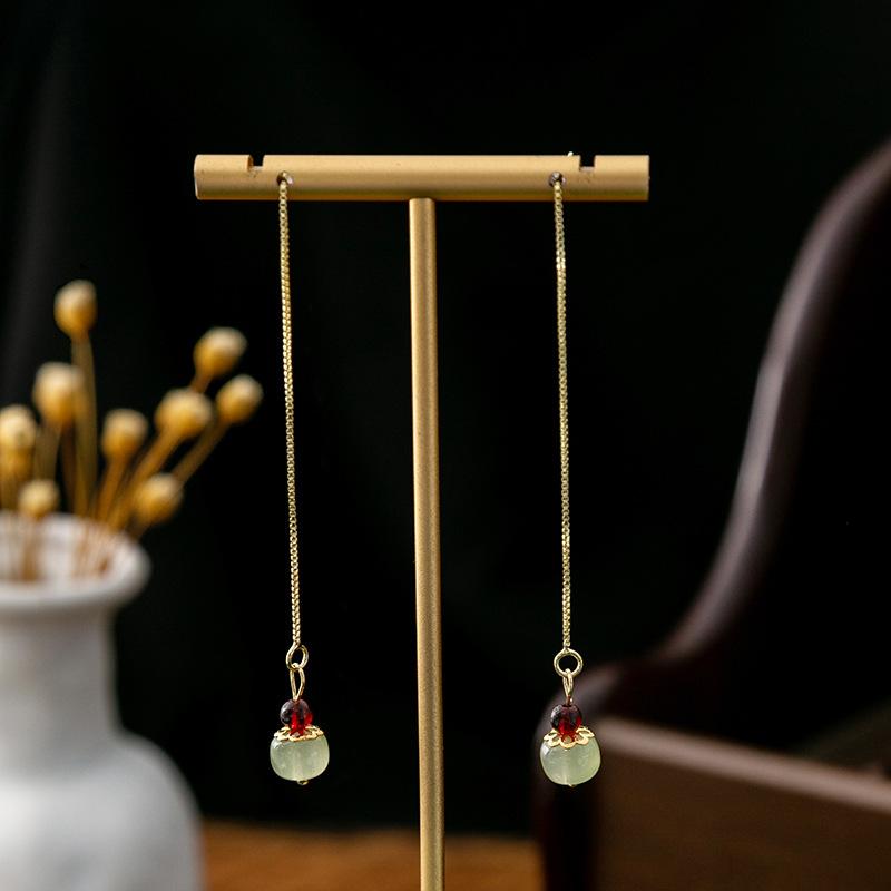 BLINGBAY Women's New Chinese Style Imitation Pearl Earrings Chinese Style Butterfly Drop-shaped Tassel Earrings Simple Hanfu Accessories Retro Jewelry