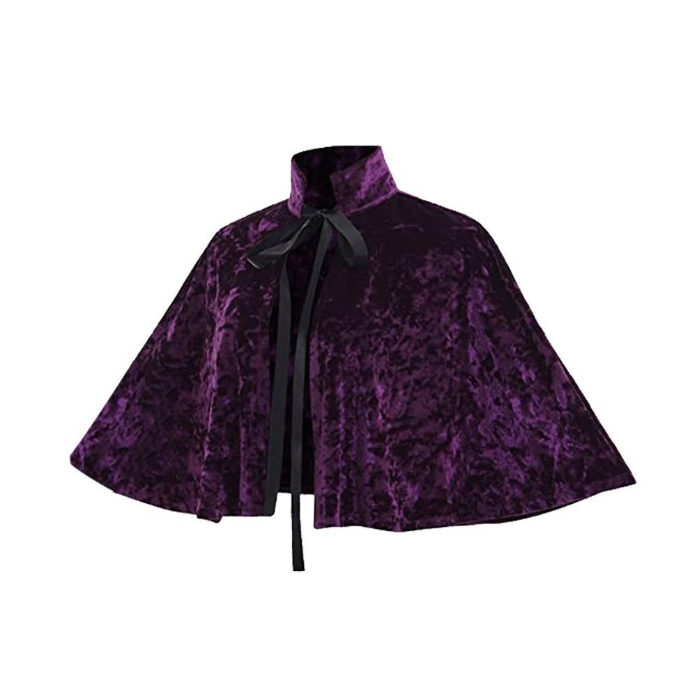 New Vintage Cosplay Velvet Cape Victorian Short Gothic Shawl Witch Shawl Carnival Party Steampunk Shawl Halloween Party фиолетовый