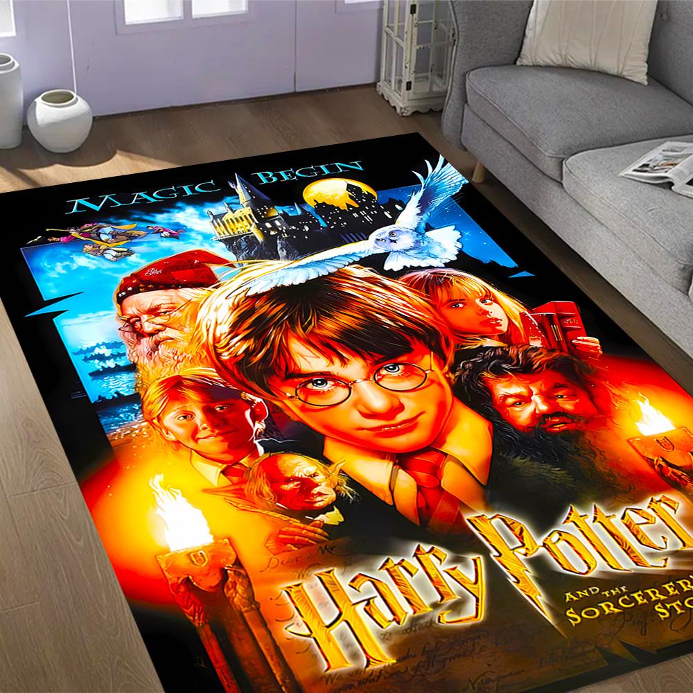 Harry Potter Hogwarts Themed Anti-Slip Rugs - Polyester Home Decor, Suitable for Bedrooms, Living Rooms, Doorways, Studios, and Decorations