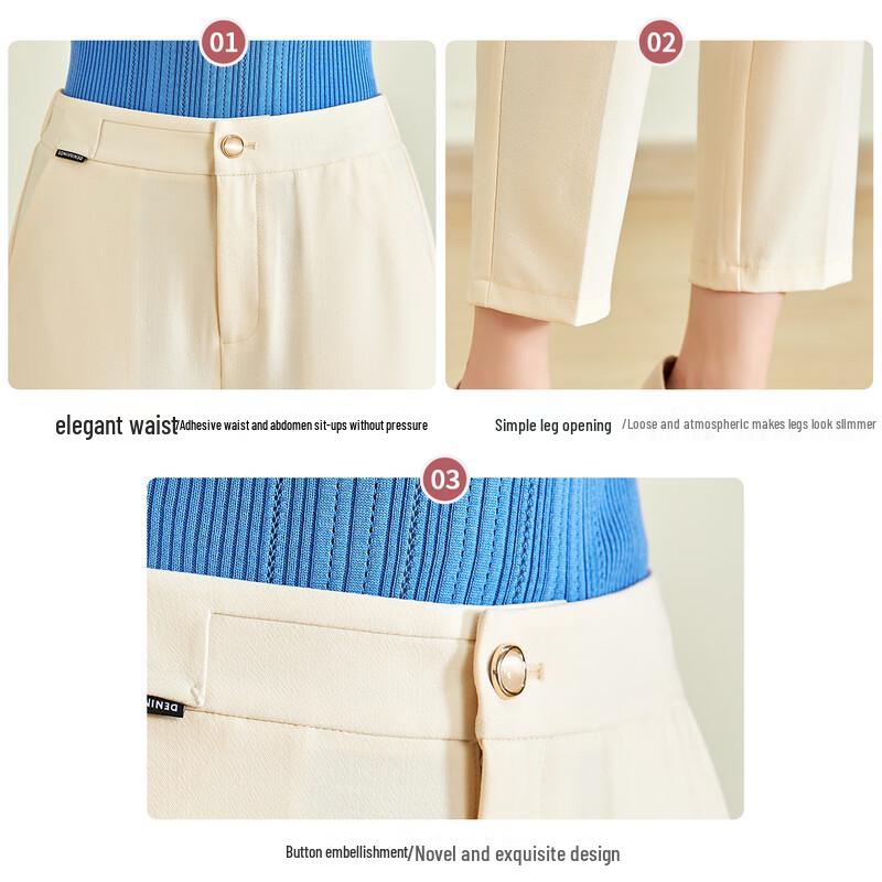 Jianhu Women's Summer High-Waist Slim Cropped Pants