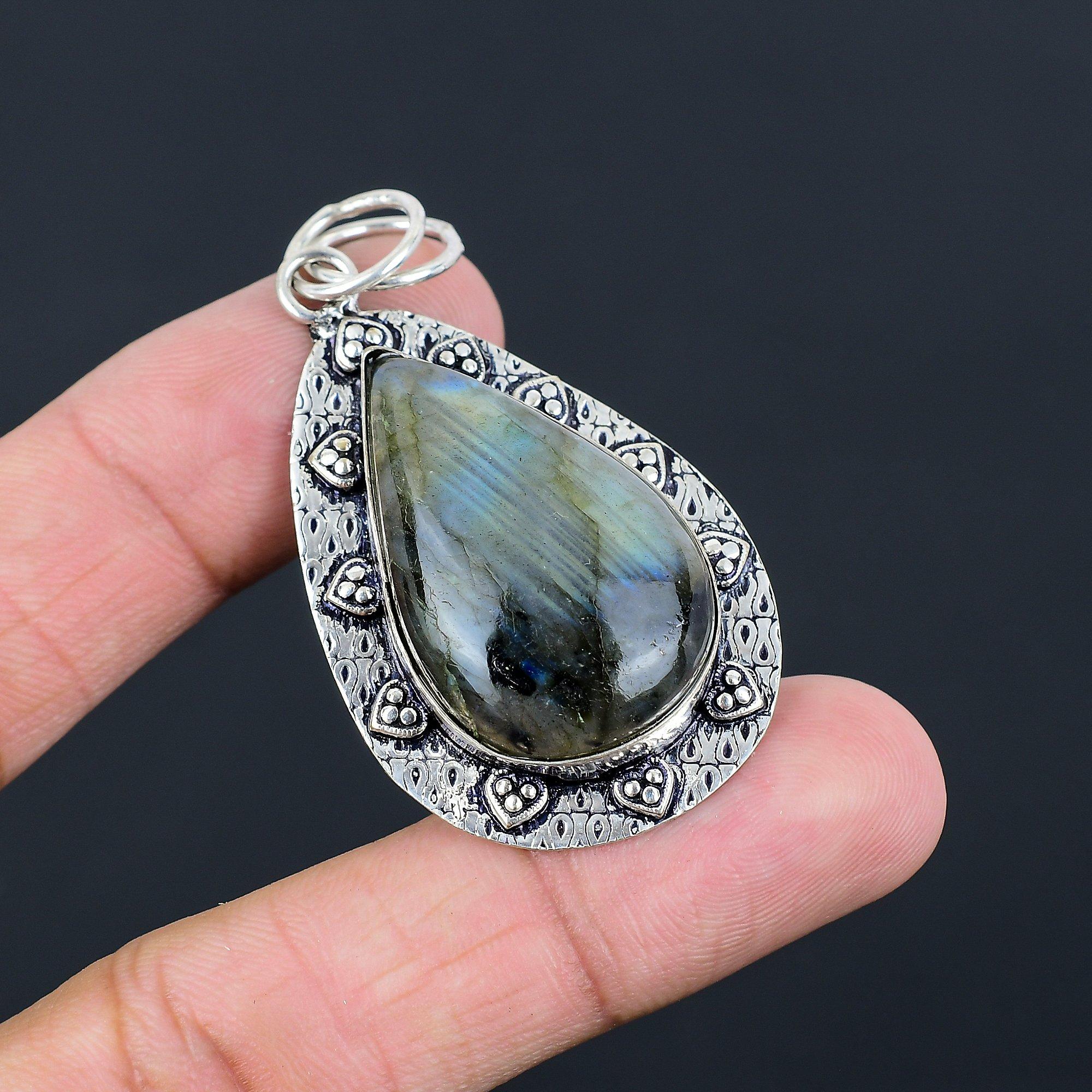 Sisters Day Sale Labradorite Gemstone Wife Birthday Boho Pendant Sterling Silver
