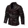 WISH Autumn/Winter Leather Jacket European and American Fashion Leather Jacket for Men, Plus Size PU Washed Leather Jacket