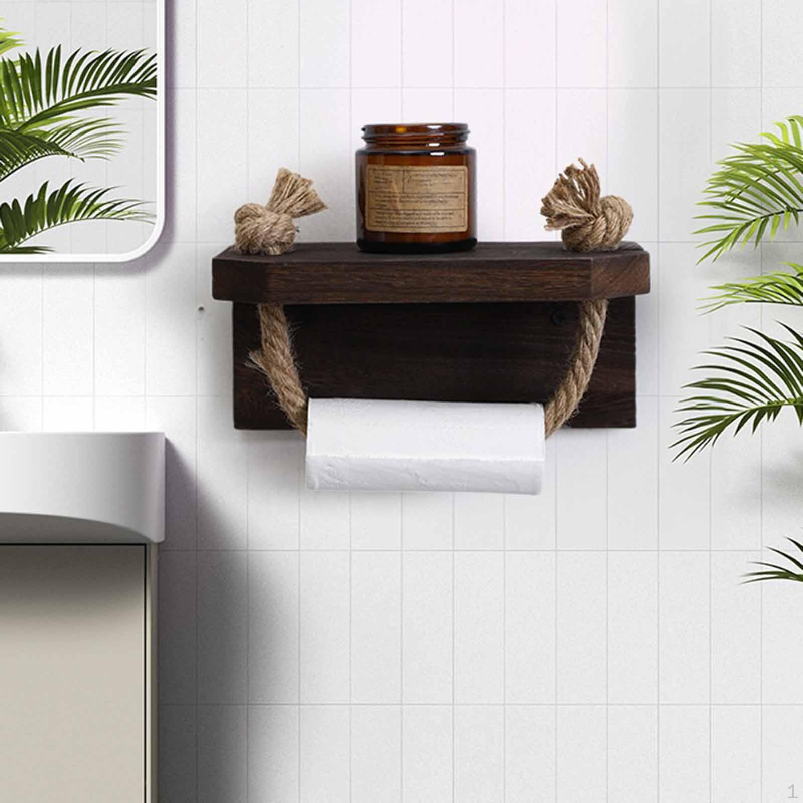 

Держатель для туалетной бумаги с полкой-диспенсером, настенный, многофункциональный, деревянный, гостиничный, чёрный