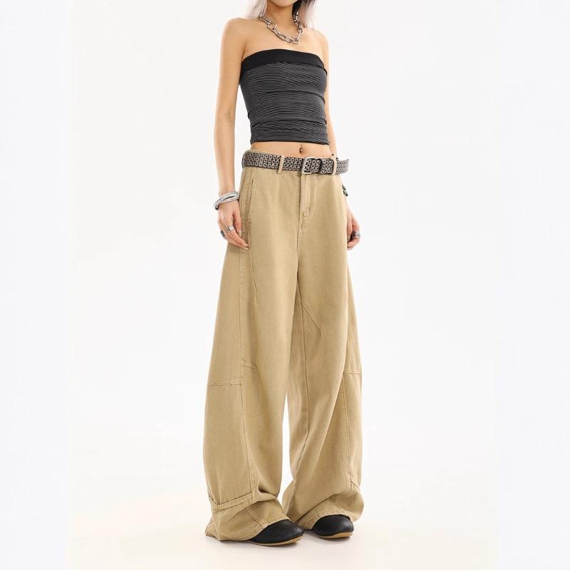 Retro Three-dimensional Tailoring Washed Overalls Men's and Women's Loose Straight Maillard Casual Deconstruction Pants