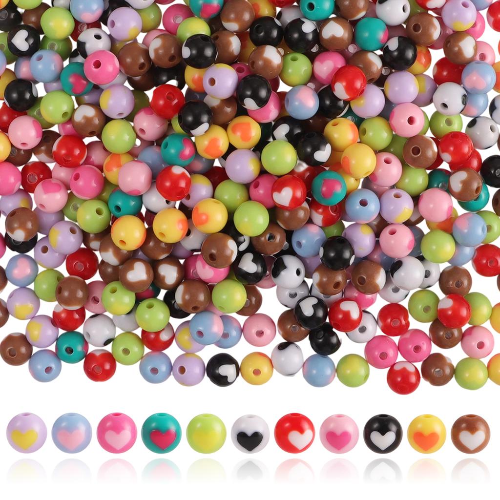 30/60PCS Acrylic Mixed Color Round Loose Beads for DIY KeyChains Jewelry Making Necklace Bracelet Accessory