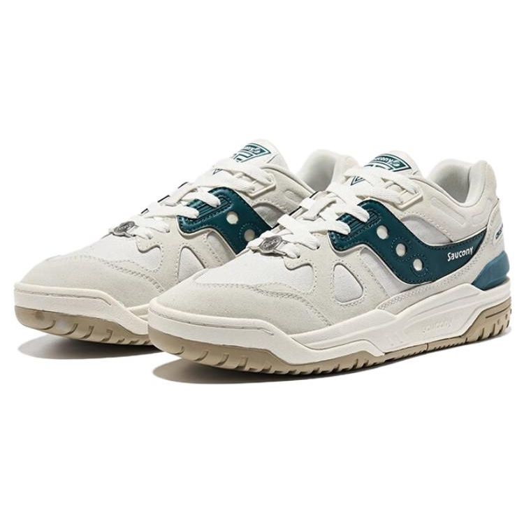 SAUCONY Cross 90 Pu Round Toe Lace-Up Wear-Resistant Non-Slip Low-Top Skate Shoes Unisex Skate Shoes White Green S79035-8