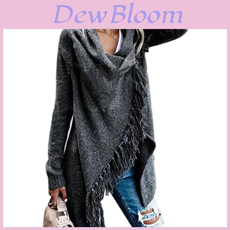Squisito Cardigan a Frange Irregolare da Donna, Maglione Lavorato a Maglia, Poncho, Sciarpa, Cappotto, Giacca, Capo d'Abbigliamento Esterno per uno Stile Senza Sforzo