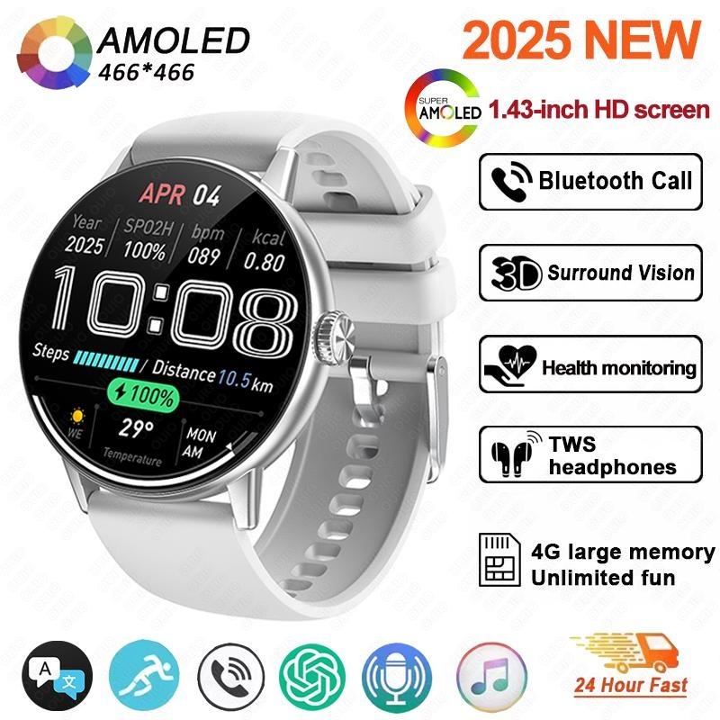 2026 New 4GB large Memory Man Woman Smartwatch 3D Surround Vision Built-in App AI Voice Assistant Music TWS Headphone Smartwatch