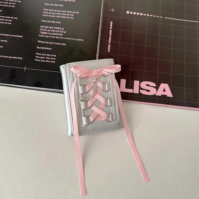 Silver Color Sweet Wallets for Women Y2k Strap-on Fashion Short Coin Purse Korean Style Casual New Cute Wallet Purse 1298₽