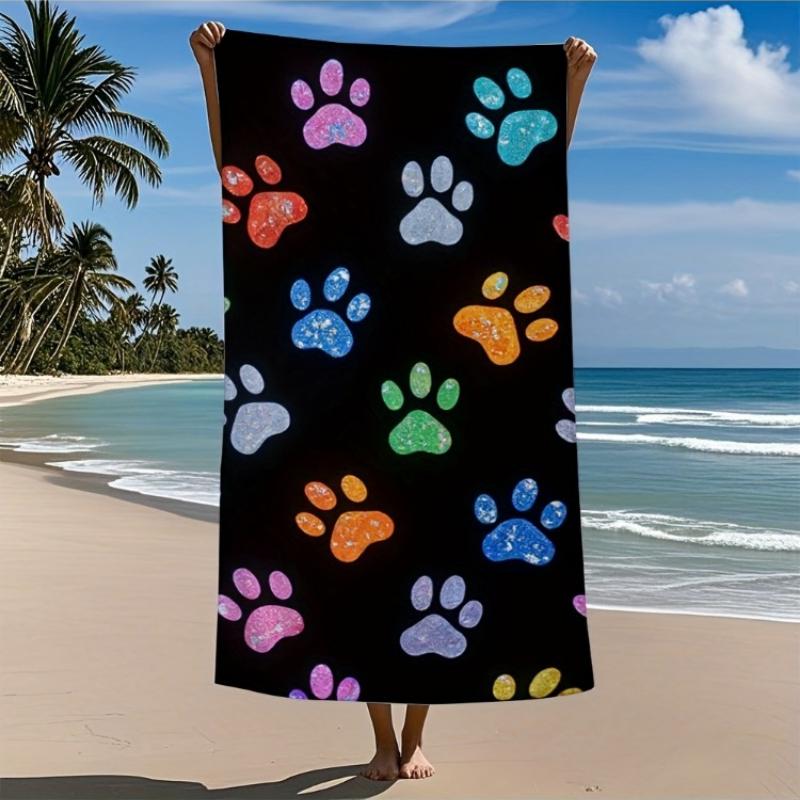 

1pc Fluorescent Dog Paw Print Quick-Dry Microfiber Towel - Ultra-Fine Highly Absorbent,Compact Design,Perfect for Beach,Swimming W30*H60(CM)