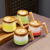 Wooden Handle Coffee Cup Ceramic High Value Mug Retro Kiln Change Water Cup Latte Cup Ins Wind