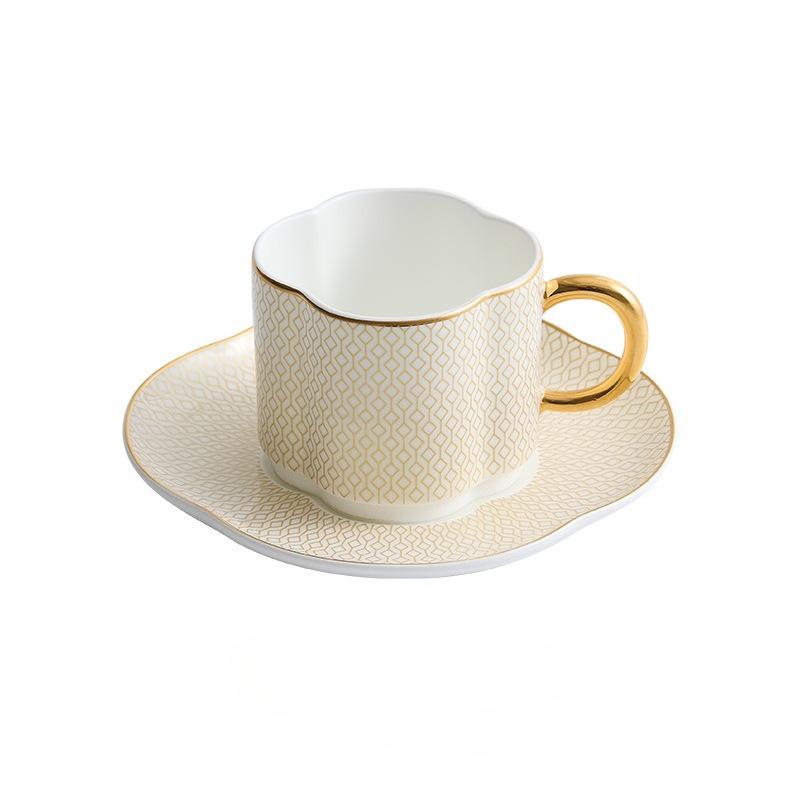 European Style Golden Edged Bone China Coffee Cup Office Light Luxury Ceramic Mug Afternoon Tea Cups Household Drinkware 150ml