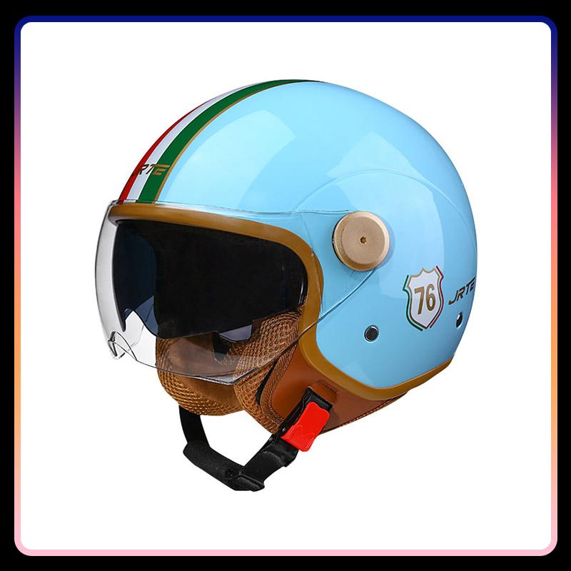 3/4 Open Face Helmet Daul Visor Retro Semi-open Helmets Men Women DOT ECE Double Lens Jet Helmets Motorcycle Accessories