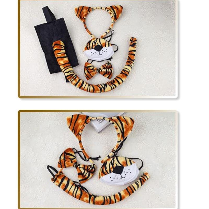 Kid Animal Costume Set Include Animal Ear Headband Tail Nose Bowtie Skirt Halloween Animal Leopard Animal Outfit