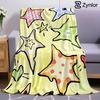 Cute Star Sticker Cartoon Anime Print Flannel Blanket Soft Warm Throw for Kids Bedroom Sofa Bed Christmas Office Car