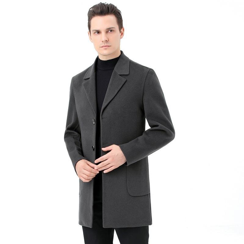 Autumn and Winter Wool Coat Men's Medium-length Cashmere Suit Collar Casual Business Casual Double-sided Woolen Coat Windbreaker