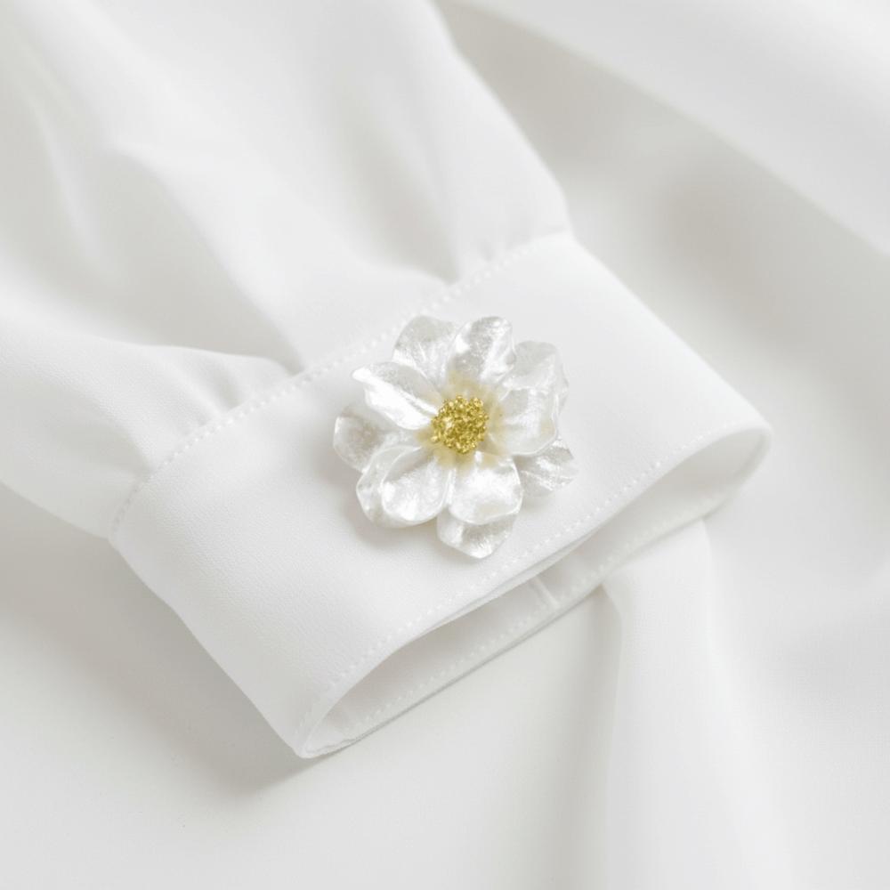 Flower Shape Button Covers Clothing Decoration Flower Button Covers Pearl Sleeve Button Clip Cloth