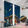 2pcs 2D flat printing Curtains Nativity Scene Joy World Fabric Without Electricity 0 Use for Bedroom Office Living Room Home