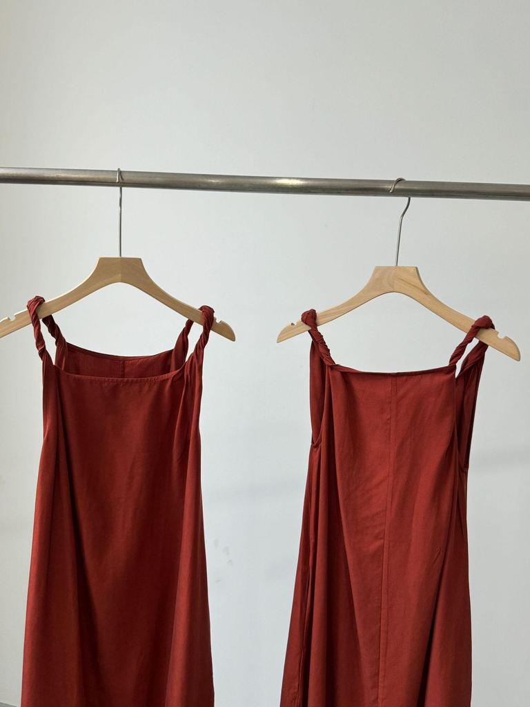 2024 Summer Slimming Natural Hemp A-line Dress with Knot Straps
