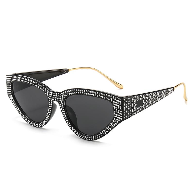 Style Full Diamond Cat Eye Women Sunglasses Unisex Internet Celebrity Street Shooting Glasses 5127 чёрный