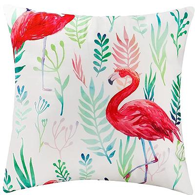 Flamingo Pillow Pillowcase 45 X45Cm Decorative Pink Pillowcase Leaves Cushion Cover Sofa Summer Holiday Home Decoration
