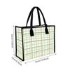 Green Plaid Canvas Tote Bag Casual Large Capacity Daily Shopping Handbag