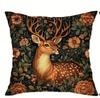 Vintage Floral Animal Print Throw Pillow Covers,Polyester Zippered Cushion Cases with Squirrel, Deer, Rabbit, Fox Designs