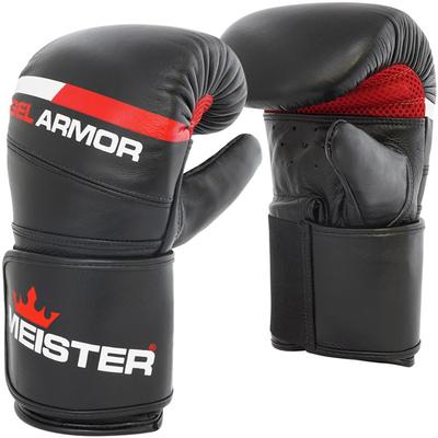 Autentické boxerské rukavice z hovězí kůže Meister s podporou zápěstí pro muže a a hubnutí Černá Ženy, Unisex, MMA, Box, - - Velké/X-Velké