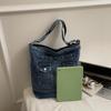 Vintage Large Capacity Denim Tote Bag Women's Shoulder Bag Commuter Crossbody Bag
